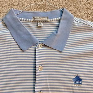 Peter Millar blue and white striped polo!